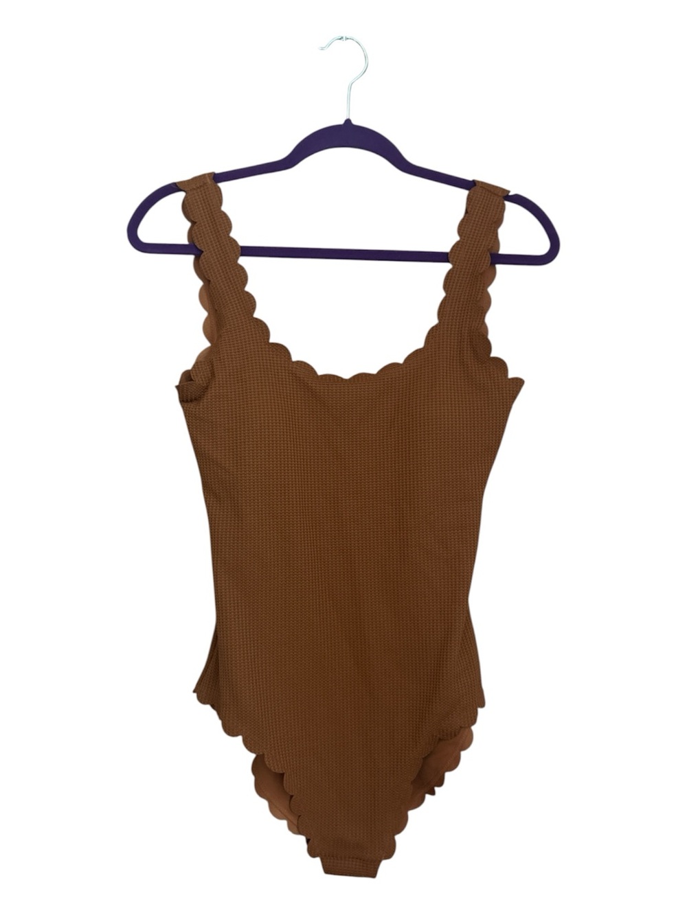 NWT Aerie Textured Scallop Edge Scoop Back One Piece Bathing Suit Size M Long